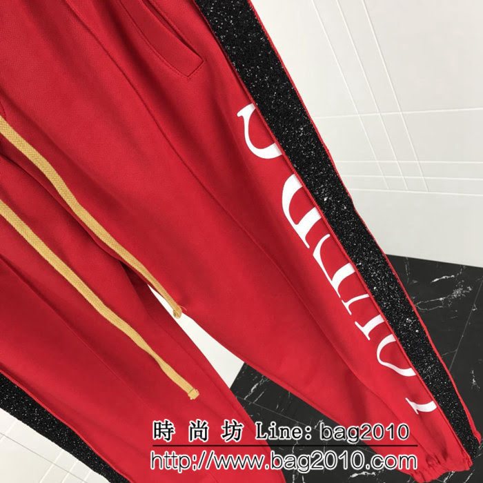 AMIRI 19早春 側邊閃粉珠片織帶 紅色運動褲 定制原版織帶 閃粉珠片印花 男女同款 ydi2416